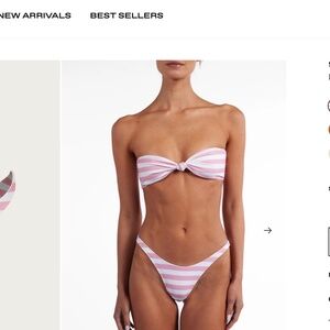 SAME Los Angeles Pink and White striped bikini, L XL (NWT)